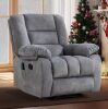 Bestier Gray Overstuffed Fabric Recliner Chair with 8-Point Vibration Massage Manual Pull Recliner with Time Setting - Thumbnail 1