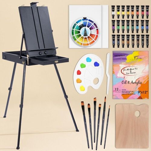 Falling in Art Artist Painting Set with French Easel, 37Pc - Lot 243