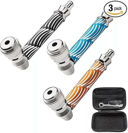 3Pack 3.2 Inch Short Metal Tobacco Pipe - Lot 2605