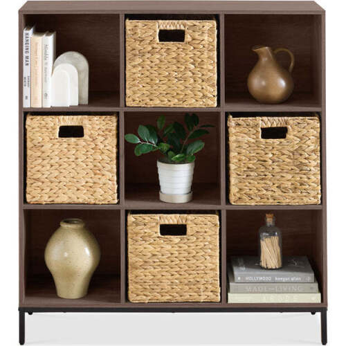 Elevated 9-Cube Storage Organizer, 11in Bookshelf, w/ Metal Legs - Lot 2630