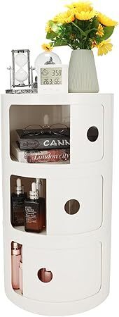 3-Tier Round Bedside Table, Narrow Storage Cabinet, Small Stylish Storage Cabinet, no Installation Required, Suitable for Living Room and Bedroom, Small Space - Lot 2655