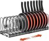 Pot and Pan Organizer Rack for Cabinet, Expandable Pot Lid Organizer Holder with 14 Adjustable Dividers, Fully Expanded Size 22.83" W x 7.09" D x 7.09" H, Black - Thumbnail 1