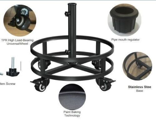 Umbrella Base,Suitable for Outdoor 1.5 to 1.96 inch Market Umbrellas Stainless Steel Baked Enamel Base,Umbrella Stand with Swivel Casters - Lot 2536