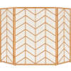 3-Panel Iron Chevron Fireplace Screen w/ Handles - 52x31in - Thumbnail 1