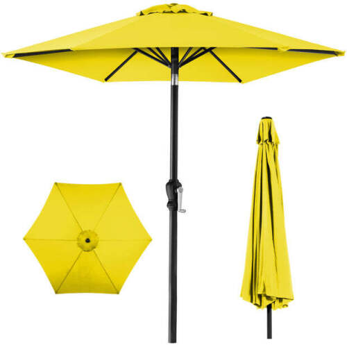 Outdoor Steel Market Patio Umbrella Decoration w/ Tilt, Crank Lift - 10ft - Lot 2509