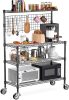 Leteuke Bakers Rack with Storage & Wheels, 42 Inch Microwave Stand Kitchen Shelves, 4-Tier Heavy Duty Storage Rack - Thumbnail 1