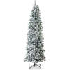Snow Flocked Artificial Pencil Christmas Tree w/ Stand 6ft - Thumbnail 1