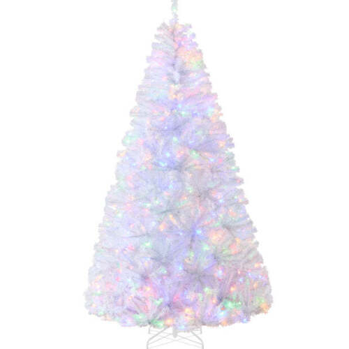 Pre-Lit Hinged Artificial White Pine Christmas Tree w/ Multicolor Lights - Lot 2835