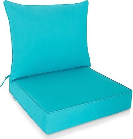 EAGLE PEAK Outdoor Deep Seat Patio Seat Cushion Set, 25 x 25 x 5 inch, 2-Piece Back Chair Cushion, Set of 1, Blue - Lot 2656