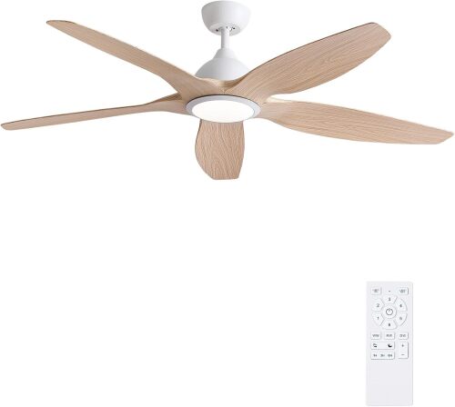 Newday Solid Wood 60 Inch Ceiling Fan with LED Light & Remote Control - Lot 2681