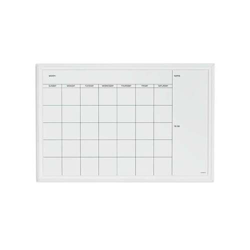 U Brands Magnetic Dry Erase Calendar Whiteboard, 30" x 20", White Decor Frame - Lot 2607