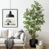 Artificial Ficus Tree Indoor 7ft, Large Potted Faux Tree with Realistic Silk Leaves & Trunk for Home Office, Living Room Corner Decor - Thumbnail 1