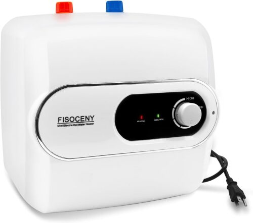 4 Gallon Tank Water Heater Under Sink Instant Hot Water 1500w 120V,Kitchen Under Counter RV Small Hot Water Heater with Release Valve 3-Way Diverter Vavle,1/2" NPT White - Lot 2608