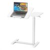 Adjustable Overbed Table with Wheels Mobile Rolling Laptop Desk Tilting Bedside Table Laptop Bed Sofa Office Use, White - Thumbnail 1