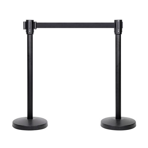 Amazon Basics Premium Crowd Control Stanchions with Easy Assembly, 6.5 foot Sturdy Retractable Belts, Black, Pack of 2 - Lot 2683