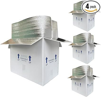 19x12x16 Insulated Boxes for Shipping Frozen Food, 4 Pack - Lot 2708
