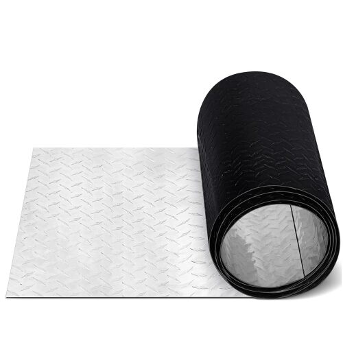 1pcs Diamond Plate Sheet Metal Heavy Duty Tread Aluminum Sheet Diamond Tread Plate for Wall Covering, Cargo Trailer, RV and More (24'' X 120'' X 0.06'',Black) - Lot 2727