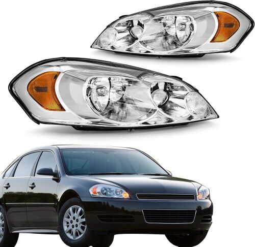 Headlights for 2006-2013 Chevy Impala/ 2014-2016 Impala/ 2006-2007 Monte Carlo Driver and Passenger Side Headlamp Replacement - Lot 2787