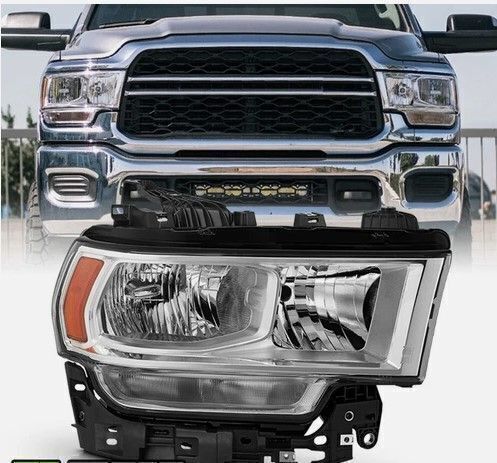 For 2019-2024 Ram 2500 3500 Halogen Chrome Headlight Headlamp Passenger Side - Lot 2797