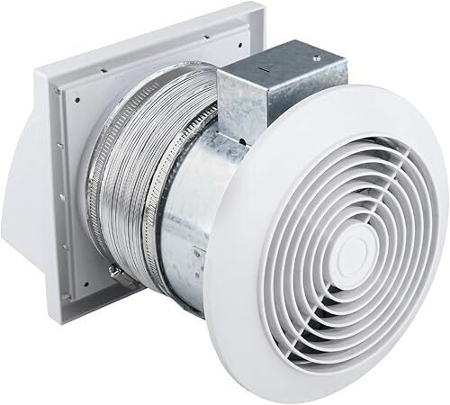 Quini 512M 6-inch Through Wall Exhaust Fan, 80 CFM 4.0 Sones, Bathroom Wall Exhaust Fan, Kitchen Ventilation Fan, 6-inch Diameter Vent, Retractable Duct - Lot 2817