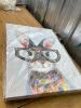 Yidepot Whimsical Colorful Rabbit Canvas Poster - Bunny Bedroom Wall Decor with Cute Glasses Pictures for Living Room 12"x16" - Thumbnail 2