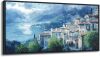 JEAWA Large Framed Canvas Painting - Landscape Wall Decor Ready to Hang, Gray Blue Town Picture, Lights of Thousands homes Art Prints for Bedroom Living Room Home Decoration - Thumbnail 1