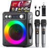 Karaoke Machine, Portable Bluetooth Karaoke Speaker with 2 Wireless Microphones, PA System for Adults Kids with LED Lights & Echo Adjustment, Supports TWS/TF/USB/AUX for Home Party - Thumbnail 1