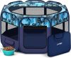 Dog Playpen, Pet Playpen, Portable Cat Playpen, Foldable Puppy Playpen Exercise Kennel Tent with Carry Case Collapsible Bowl,Water-Resistant Shade Cover for Indoor Outdoor Travel - Thumbnail 1