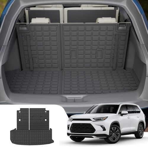 Cargo Mat Compatible with 2024 2025 Toyota Grand Highlander Trunk Mat Cargo Liner TPE Back Seat Cover Protector 2024 Grand Highlander Accessories (Trunk Mat with Backrest Mat) - Lot 2735