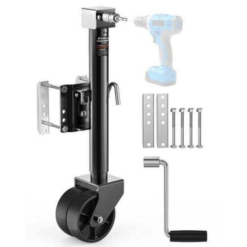 2000 lbs Trailer Jack with Dual Wheel Heavy Duty, 23 inch Lift, 20-24v Cordless Drill Compatible, for RV, Boat, Yacht & Utility Trailer - Lot 2785