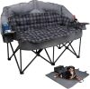 Double Camping Chair, Padded Loveseat Camping Couch, Oversized 2 Person Camp Chairs with 2 in 1 Carry Bag, Heavy Duty Folding Lawn Chair Outdoor Sofa with Cup Holders for Adults Patio Backyard - Thumbnail 1