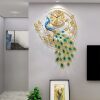 Large Peacock Wall Clock 36.6 inch Metal Design Non-Ticking Silent Art Digital Wall Clocks for Living Room Decor - Thumbnail 1