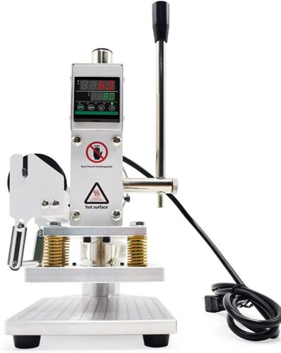 Upgraded Hot Foil Stamping Machine 10x13cm Leather Bronzing Pressure Mark Machine 110V with Full Scale on The Base Plate for PVC Leather PU Paper Logo Embossing - Lot 2873