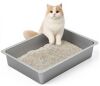 Kirecoo Stainless Steel Litter Box, Large Low Entry Metal Cat Pan Box, Indoor Litter Tray, Non Stick, No Smell, Easy to Clean, Pet Toilet Supplies for Cats - Thumbnail 1