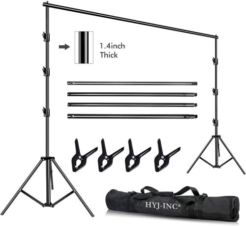 10 x 10Ft Photo Video Studio Heavy Duty Adjustable Muslin Backdrop Stand Background Support System Kit for Photography with Carrying Bag - Lot 2743