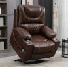 Oversized Brown Breathable Leather Electric Recliner Chair Elderly Power Lift Chair with Massage and Heating, 400 lbs. - Thumbnail 1
