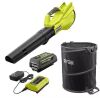 RYOBI 40V 120 MPH 550 CFM Cordless Battery Blower and Lawn and leaf bag with 4.0 Ah Battery and Charger - Thumbnail 5