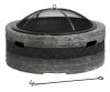 HeatMaxx 35 in. Outdoor Wood Burning Cast Stone Fire Pit with Steel Mesh Spark Screen and Fire Poker - Thumbnail 1
