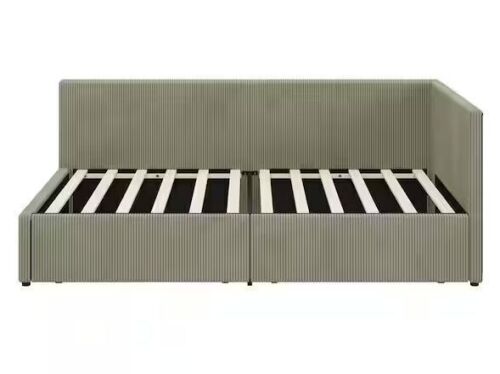 Noble House Nursing Green Corduroy Upholstered Twin Size Daybed with 2 Storage Drawers - Lot 28JF