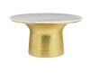 Home Decorators Collection Cupertine 31 in. Gold/Marble Medium Round Marble Coffee Table with Hammered Base - Thumbnail 1