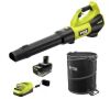 RYOBI ONE+ HP 18V Brushless Whisper Series 130 MPH 510 CFM Cordless Blower and Lawn & Leaf Bag w/6.0 Ah Battery & Charger - Thumbnail 1