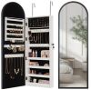 Door/Wall Mounted Arch Mirror Jewelry Armoire, w/ Metal Frame, Built-In Lock - Thumbnail 1