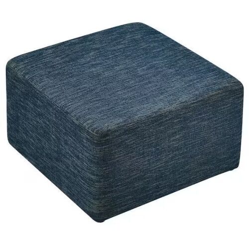 MODWAY Callum Large 28 in. Square Woven Heathered Fabric Upholstered Ottoman in Heathered Weave Azure - Lot 78JF