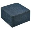 MODWAY Callum Large 28 in. Square Woven Heathered Fabric Upholstered Ottoman in Heathered Weave Azure - Thumbnail 1