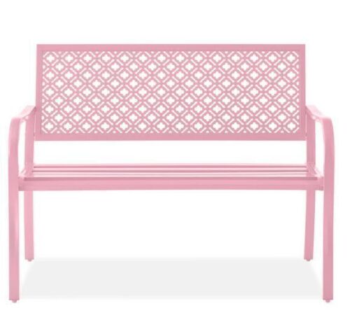 Indoor Outdoor Steel Bench w/ Geometric Backrest, Foot Levelers - Lot 83