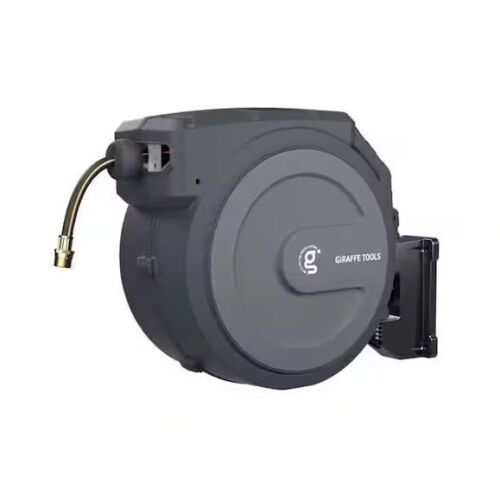 Giraffe Tools Garden Retractable Hose Reel-5/8 in. to 115 ft. Wall Mounted, Dark Grey - Lot 86JF