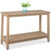 2-Shelf Wooden Console Table Storage Organizer w/ Natural Finish - 48in - Thumbnail 1