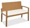 2-Person Wicker Porch Bench for Outdoor, Garden w/ 700lb Capacity - 47in - Thumbnail 1