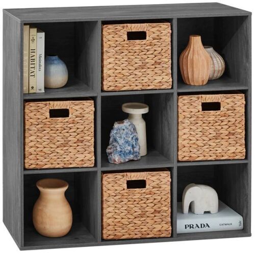 9-Cube Bookshelf Storage Display w/ 3 Removable Panels, Customizable Design - Lot 102