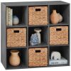 9-Cube Bookshelf Storage Display w/ 3 Removable Panels, Customizable Design - Thumbnail 1